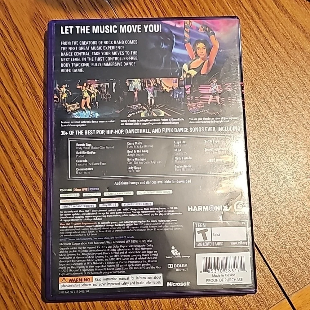 XBOX 360 KINECT DANCE CENTRAL LIKE NEW